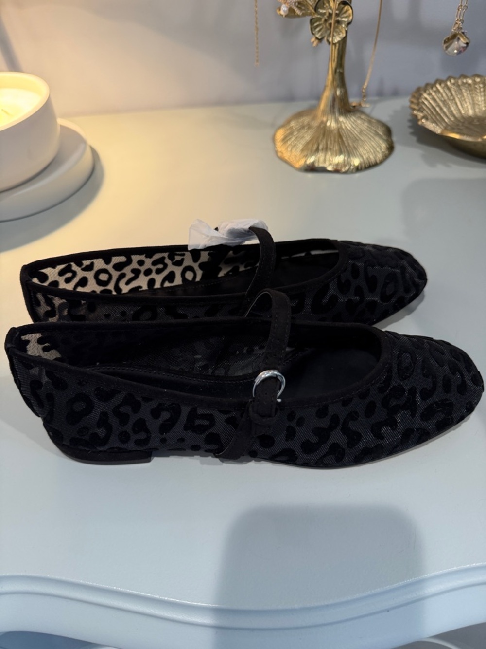 J. Crew Black Leopard-Print Mary Jane Flats